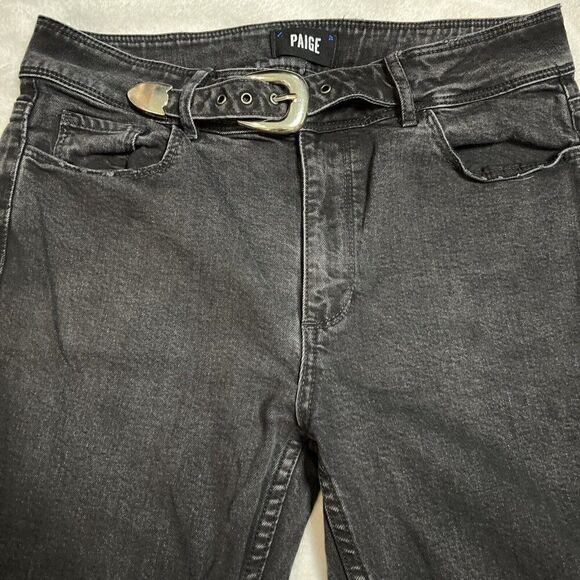 PAIGE Hoxton High Rise Skinny Jeans Size 30 Ankle Peg Raw Hem w/ Belt in Riot - Picture 6 of 13